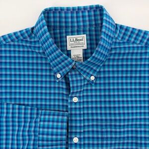 L.L. Bean Blue Checkered Men's L -Tall Shirt